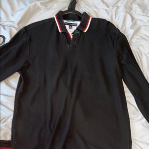Black long sleeve polo Hilfiger